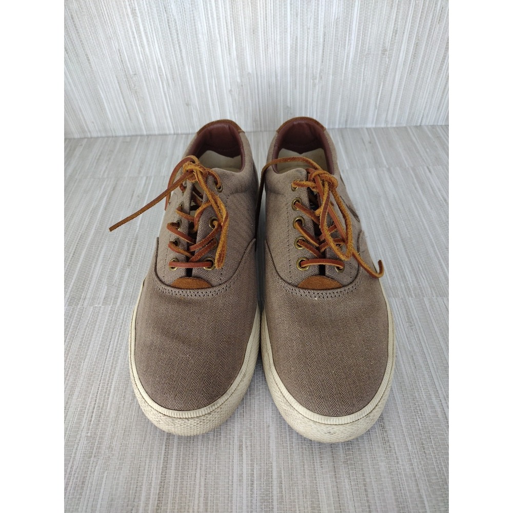 Polo Ralph Lauren Vaughn Chambray Herringbone Sport Brown Shoes Men 8.5D Lace Up - Picture 3 of 8